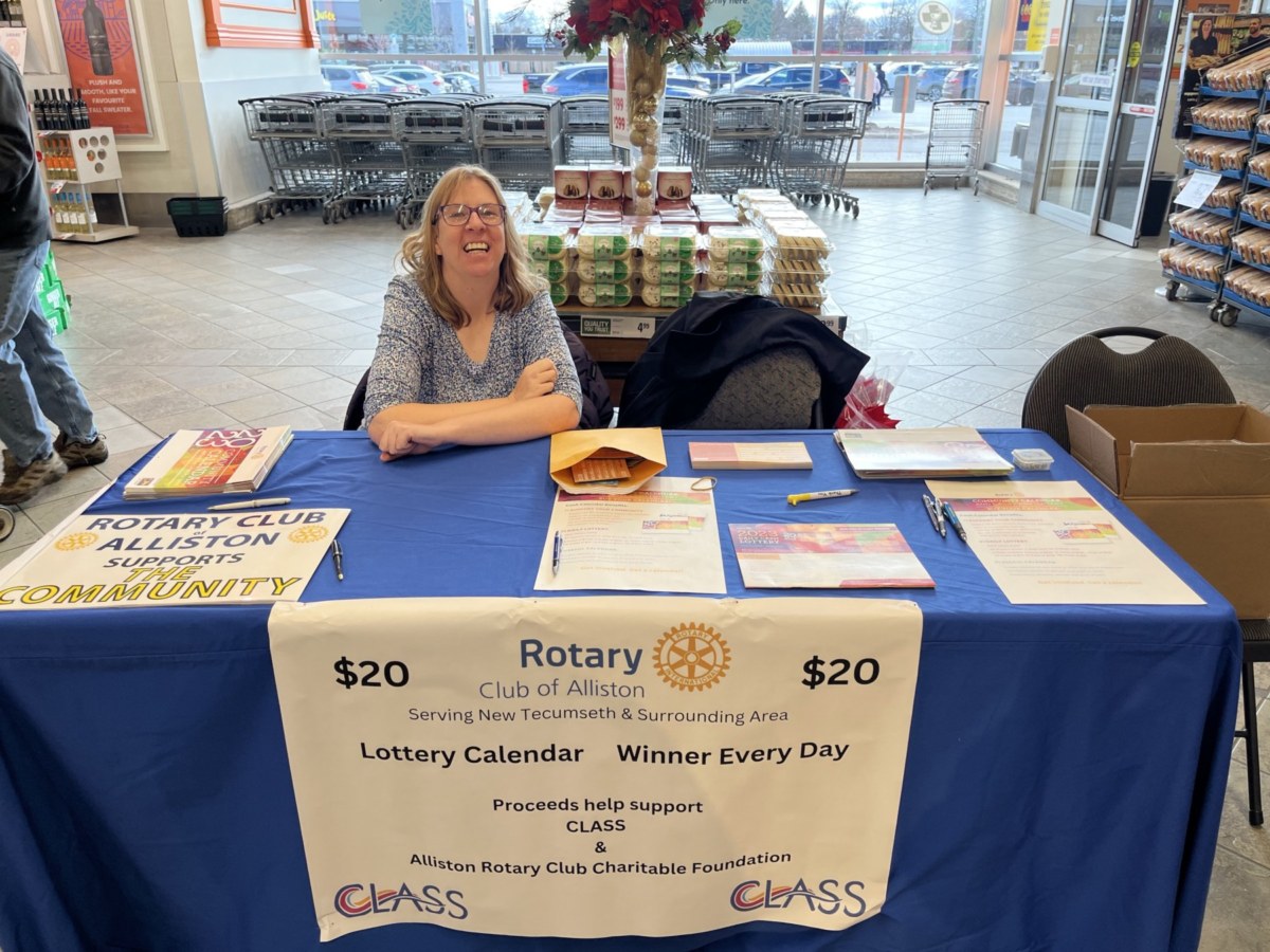 people supported from CLASS helping to sell Rotary Lottery Ticket calendars at Zehrs in Alliston