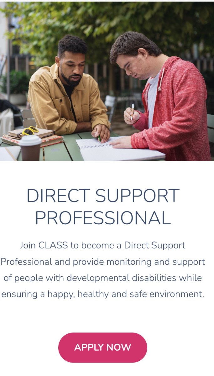 Photo of a direct support worker working