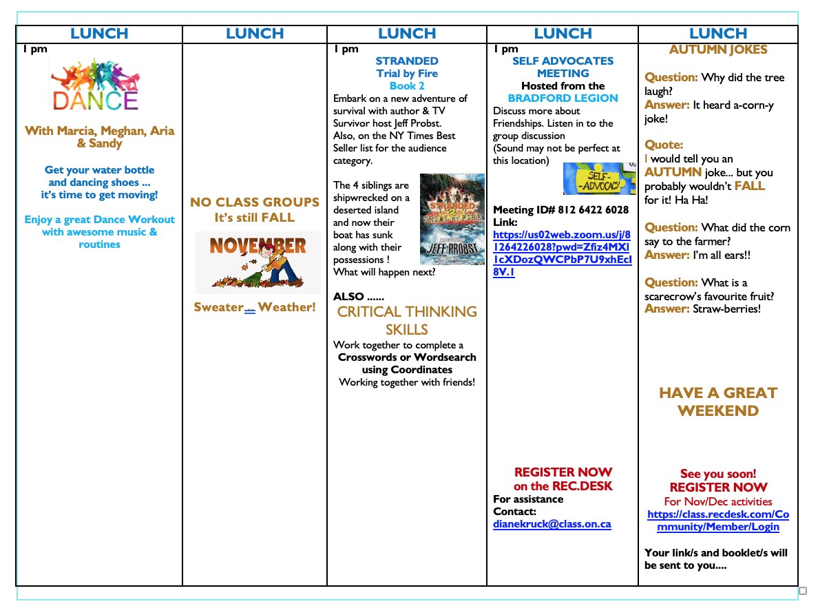 Calendar of the Week