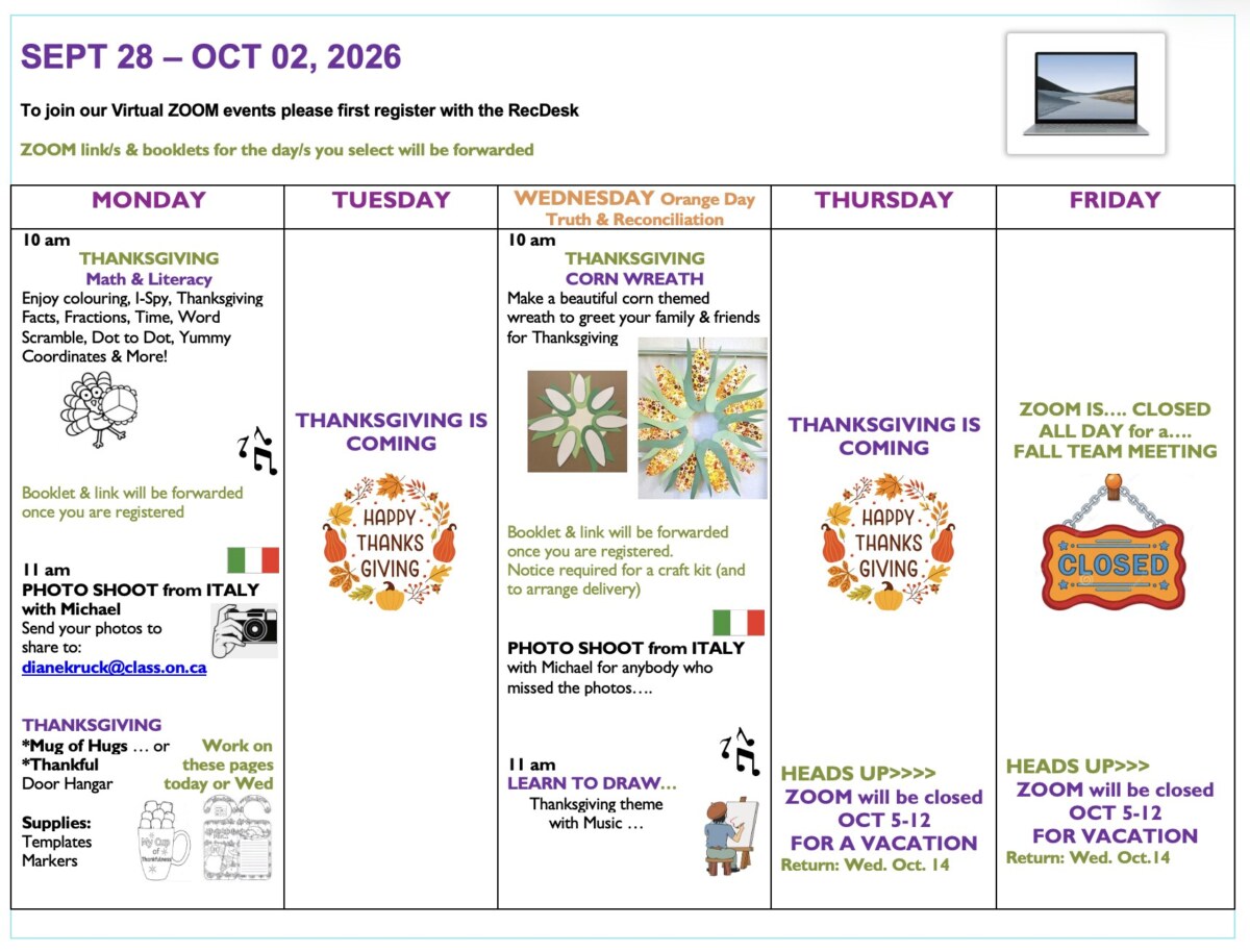 Calendar of the Week